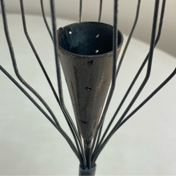 Hand Forged Iron Taper Candle Holders with Glass Elements Modern Scandi Style - Picture 12 of 15